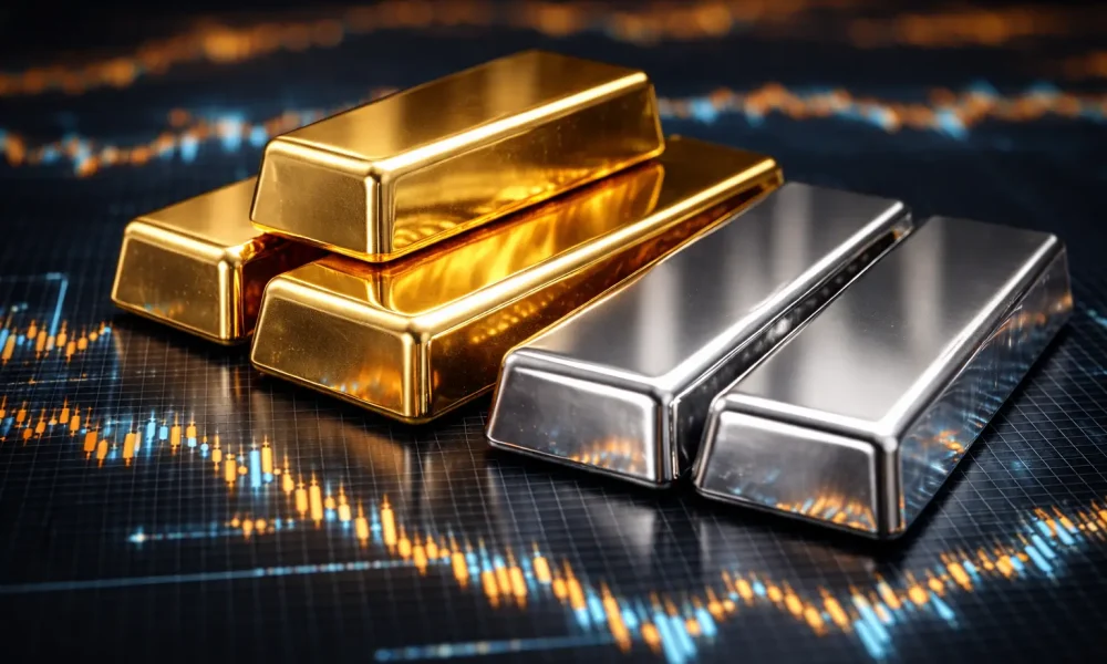 silver and gold bars